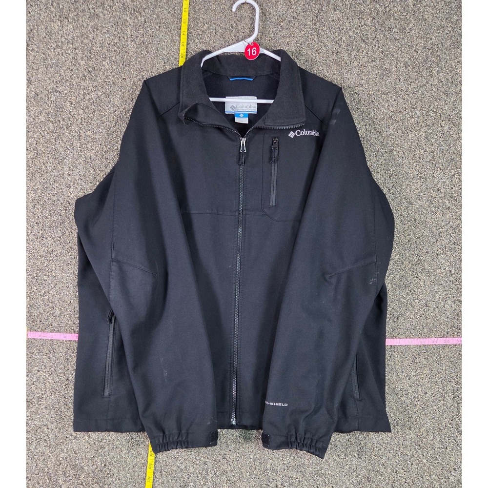 Columbia Softshell Jacket Mens XXL Black Full Zip Omni-Shield Outdoor Coat